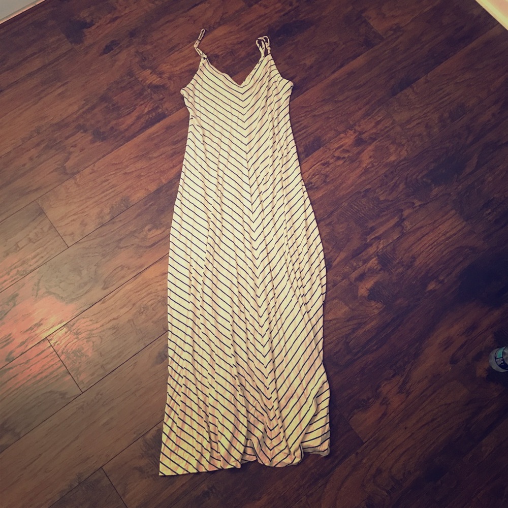 Matty M Blue & Cream Maxi Dress